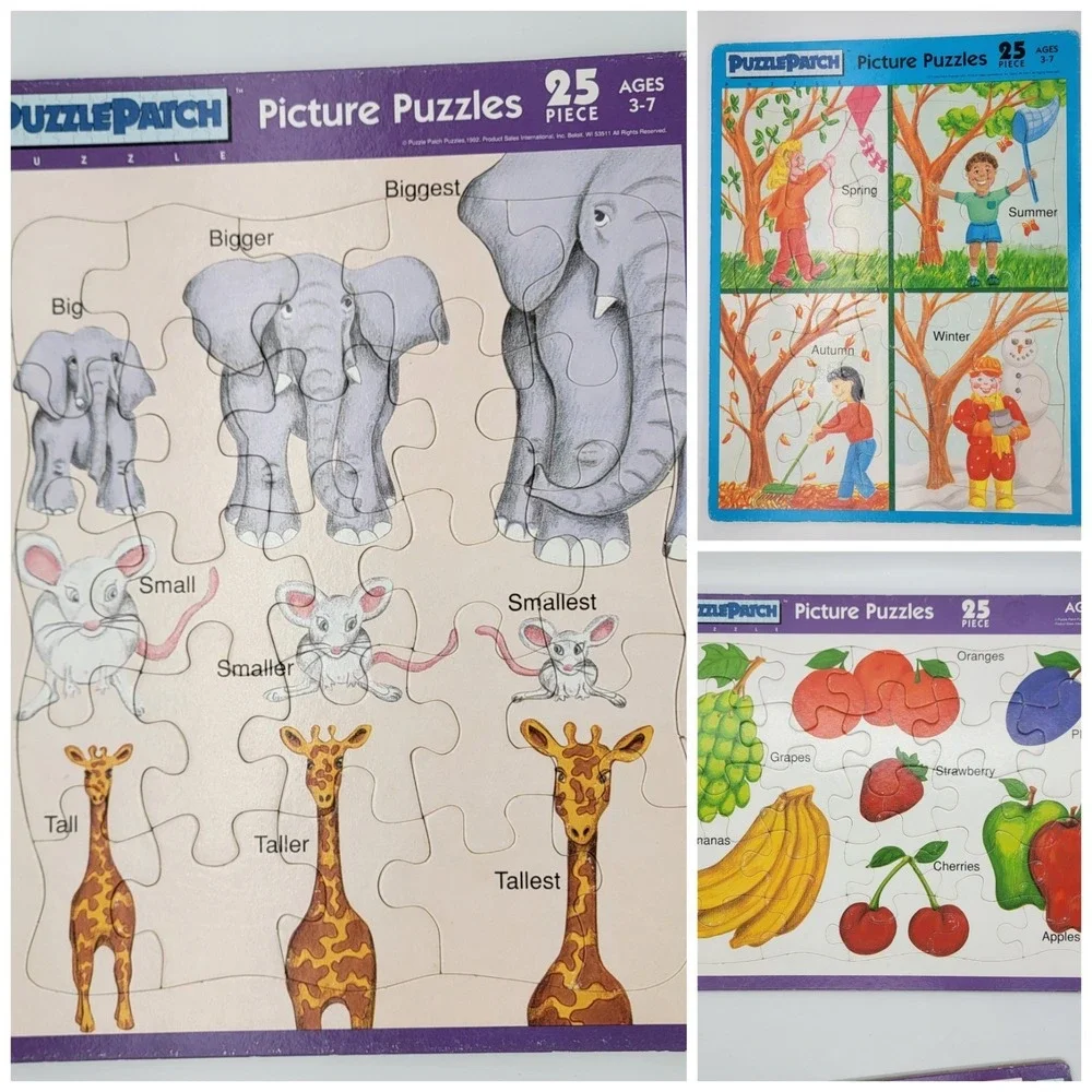 90s‎ Puzzle Patch Picture Puzzles Frame Tray 25 Pieces Age 3-7 3pc